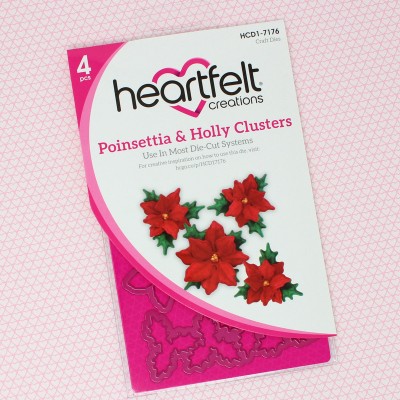 Heartfelt Creations - Matrices de découpe «Poinsettia & Holly Clusters 1"» 4 pièces (PETITES FLEURS)